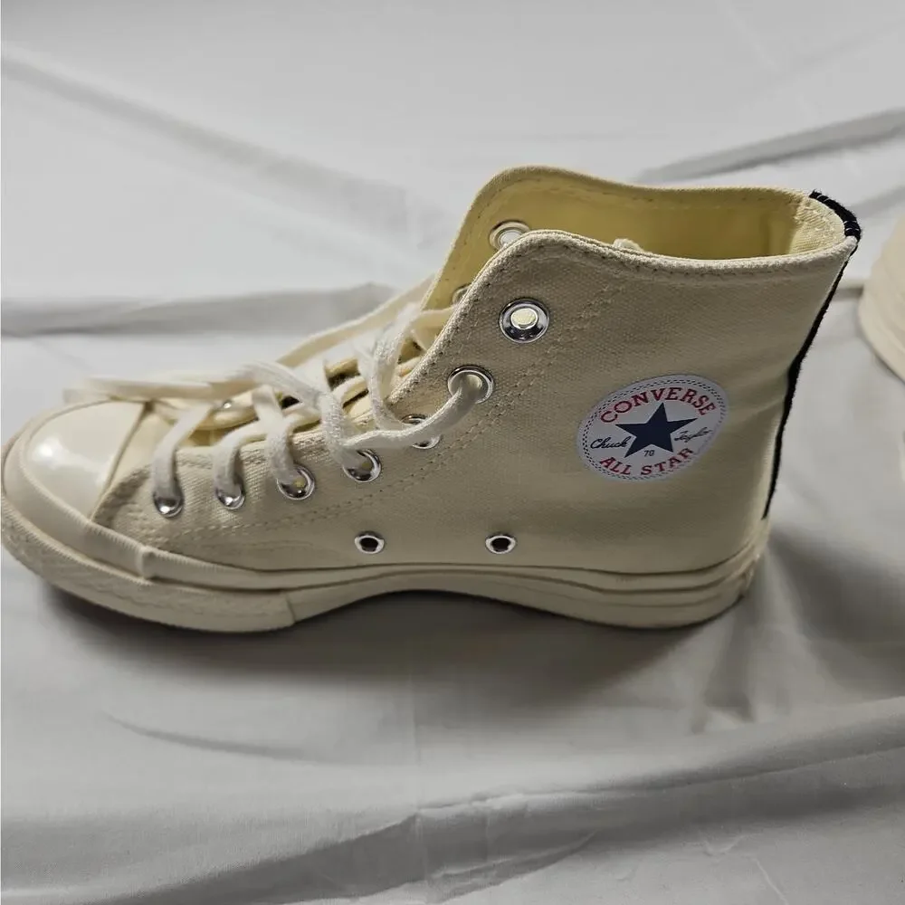 Unisex M4 W6 Chuck 70 High Milk White CDG Heart Sneakers by Converse